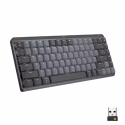 Logitech MX Mini Mechanical, Sans clé (80 - 87%), RF sans fil + Bluetooth, Clavier mécanique, QWERTY, LED, Graphite, Gris
