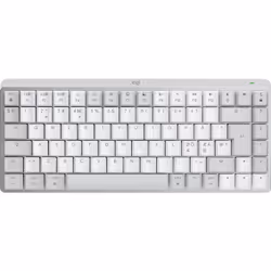Logitech MX Mini Mechanical for Mac, Sans clé (80 - 87%), Bluetooth, Clavier mécanique, QWERTY, LED, Gris, Blanc