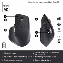 Logitech MX Master 3S souris Droitier RF sans fil + Bluetooth Laser 8000 DPI - Vue supplémentaire 12