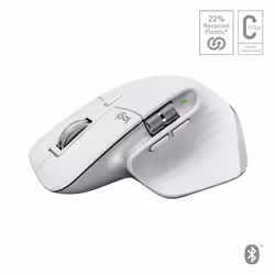 Logitech MX Master 3S for Mac, Droitier, Laser, Bluetooth, 8000 DPI, Argent, Blanc