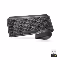 Logitech Ensemble MX Keys Mini pour les professionnels, RF sans fil + Bluetooth, QWERTZ, Graphite, Souris incluse