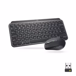 Logitech MX Keys Mini Combo for Business, Mini, RF sans fil + Bluetooth, QWERTY, LED, Graphite, Souris incluse
