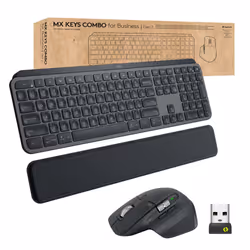 Logitech MX Keys combo for Business Gen 2, RF sans fil + Bluetooth, Commutateur de touche « ciseaux », QWERTZ, LED, Graphite, ...