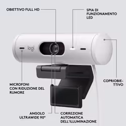 Logitech Brio 500 webcam 4 MP 1920 x 1080 pixels USB-C Blanc - Vue supplémentaire 7