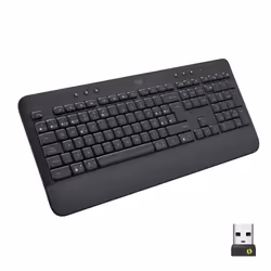 Logitech Signature K650, Taille réelle (100 %), RF sans fil + Bluetooth, Clavier à membrane, QWERTY, Graphite