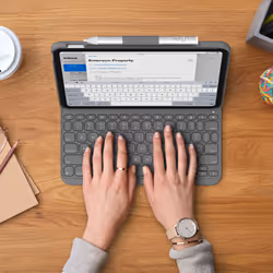 Logitech Slim Folio Gris Bluetooth QWERTZ Suisse