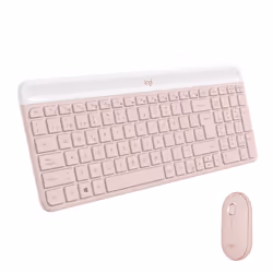Logitech MK470 Slim Combo, Mini, RF sans fil, QWERTY, Rose, Souris incluse