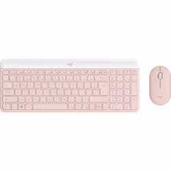 Logitech MK470 Slim Combo, Mini, RF sans fil, QWERTY, Rose, Souris incluse