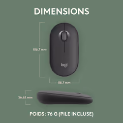 Logitech Pebble 2 M350s souris Ambidextre RF sans fil + Bluetooth Optique 4000 DPI - Vue supplémentaire 9