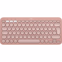 Logitech Pebble Keys 2 K380s, Mini, RF sans fil + Bluetooth, Commutateur de touche « ciseaux », QWERTZ, Rose