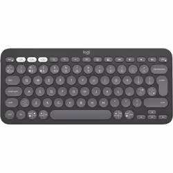 Logitech Pebble Keys 2 K380s, Mini, RF sans fil + Bluetooth, Commutateur de touche « ciseaux », QWERTY, Graphite