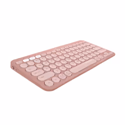 Logitech Pebble Keys 2 K380s, Mini, RF sans fil + Bluetooth, Commutateur de touche « ciseaux », QWERTY, Rose
