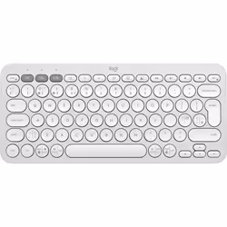 Logitech Pebble Keys 2 K380s, Mini, RF sans fil + Bluetooth, Commutateur de touche « ciseaux », QWERTY, Blanc