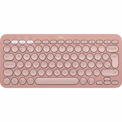 Logitech Pebble Keys 2 K380s, Mini, RF sans fil + Bluetooth, Commutateur de touche « ciseaux », QWERTY, Rose