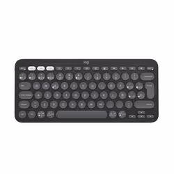 Logitech Pebble Keys 2 K380s, Mini, RF sans fil + Bluetooth, Commutateur de touche « ciseaux », QWERTY, Graphite