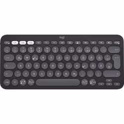 Logitech Pebble Keys 2 K380s, Mini, RF sans fil + Bluetooth, Commutateur de touche « ciseaux », QWERTZ, Graphite