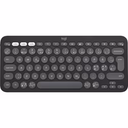 Logitech Pebble Keys 2 K380s, Mini, RF sans fil + Bluetooth, Commutateur de touche « ciseaux », QWERTY, Graphite