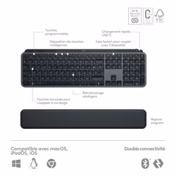 Logitech MX Keys S Combo clavier Souris incluse RF sans fil + Bluetooth QWERTY US International Graphite - Vue supplémentaire 19