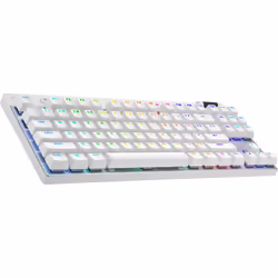 Logitech G PRO X TKL, Sans clé (80 - 87%), RF sans fil + Bluetooth, Clavier mécanique, AZERTY, LED RGB, Blanc