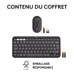 Logitech Pebble 2 Combo clavier Souris incluse RF sans fil + Bluetooth QWERTY US International Graphite - Vue supplémentaire 10