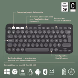 Logitech Pebble 2 Combo clavier Souris incluse RF sans fil + Bluetooth QWERTY US International Graphite - Vue supplémentaire 6