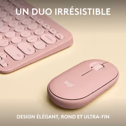 Logitech Pebble 2 Combo clavier Souris incluse RF sans fil + Bluetooth QWERTY US International Rose