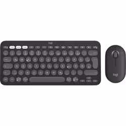 Logitech Pebble 2 Combo, Mini, RF sans fil + Bluetooth, Commutateur de touche « ciseaux », QWERTZ, Graphite, Souris incluse