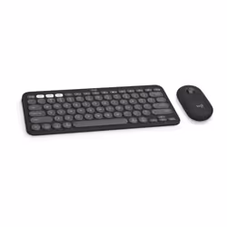 Logitech Pebble 2 Combo for Mac, Mini, RF sans fil + Bluetooth, Commutateur de touche « ciseaux », AZERTY, Graphite, Souris i ...