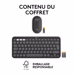 Logitech Pebble 2 Combo for Mac clavier Souris incluse RF sans fil + Bluetooth AZERTY Français Graphite - Vue supplémentaire 11