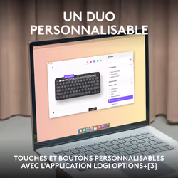 Logitech Pebble 2 Combo for Mac clavier Souris incluse RF sans fil + Bluetooth AZERTY Français Graphite - Vue supplémentaire 5