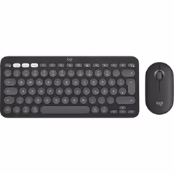 Logitech Pebble 2 Combo for Mac, Mini, RF sans fil + Bluetooth, Commutateur de touche « ciseaux », QWERTZ, Graphite, Souris i ...