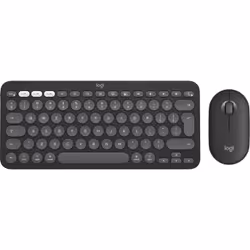 Logitech Pebble 2 Combo for Mac, Mini, RF sans fil + Bluetooth, Commutateur de touche « ciseaux », QWERTY, Graphite, Souris i ...