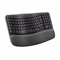 Logitech Wave Keys, Taille réelle (100 %), RF sans fil + Bluetooth, Clavier à membrane, AZERTY, Graphite