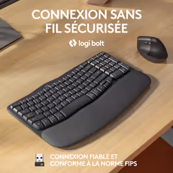 Logitech Wave Keys clavier ergonomique sans fil avec repose-poignets rembourré