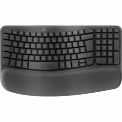 Logitech Wave Keys, Taille réelle (100 %), RF sans fil + Bluetooth, Clavier à membrane, QWERTZ, Graphite