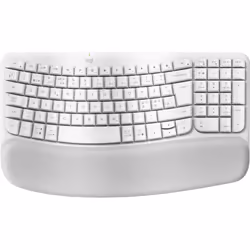 Logitech Wave Keys, Taille réelle (100 %), RF sans fil + Bluetooth, Clavier à membrane, QWERTY, Blanc