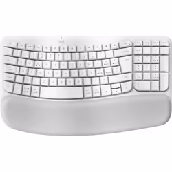 Logitech Wave Keys, Taille réelle (100 %), RF sans fil + Bluetooth, Clavier à membrane, QWERTY, Blanc