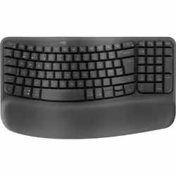 Logitech Wave Keys, Taille réelle (100 %), RF sans fil + Bluetooth, Clavier à membrane, QWERTY, Graphite