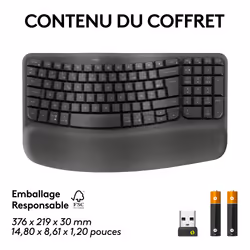 Logitech Wave Keys clavier ergonomique sans fil avec repose-poignets rembourré - Vue supplémentaire 8