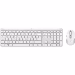 Logitech MK950 Signature Slim, Sans fil, RF sans fil + Bluetooth, Commutateur de touche « ciseaux », AZERTY, Blanc, Souris in ...