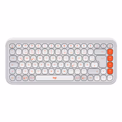 Logitech POP Icon Keys, Mini, Sans fil, Bluetooth, Commutateur de touche « ciseaux », QWERTZ, Orange, Blanc