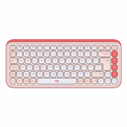 Logitech POP Icon Keys, Mini, Sans fil, Bluetooth, Commutateur de touche « ciseaux », QWERTY, Rose, Blanc