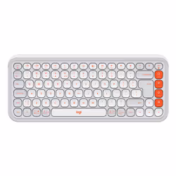 Logitech POP Icon Keys, Mini, Sans fil, Bluetooth, Commutateur de touche « ciseaux », QWERTY, Orange, Blanc