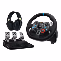 Logitech G 991-000539, Steering wheel + pedals + headset, PC, PlayStation 4, PlayStation 5, Playstation 3, 900°, Avec fil, US ...