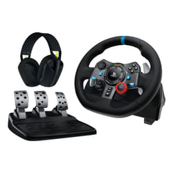 Logitech G 991-000539 accessoire de jeux vidéo Aluminium, Noir USB Steering wheel + pedals + headset PC, PlayStation 4, PlayStation 5, Playstation 3