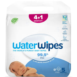 WaterWipes Lingettes Pures Lot de 4 + 1 gratuit