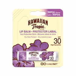 Hawaiian Tropic Tropical Lip Balm SPF 30, Beaume pour les lèvres, Incolore, Femmes, Universel, Aloe vera, Protection