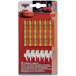 Amscan Cars Kuchenkerzen, Bougies, Vert, Rouge, 12 pièce(s)