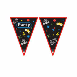 Guirlande fanions en papier Gaming Party 23 m - Rouge