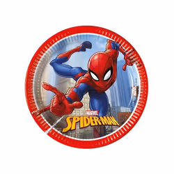 8 Assiettes en carton Spiderman Fighter 20 cm - Rouge